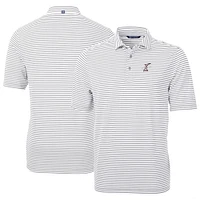Men's Cutter & Buck Gray Albuquerque Isotopes DryTec Virtue Eco Pique Stripe Recycled Polo