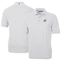 Men's Cutter & Buck Gray Reading Fightin Phils DryTec Virtue Eco Pique Stripe Recycled Polo