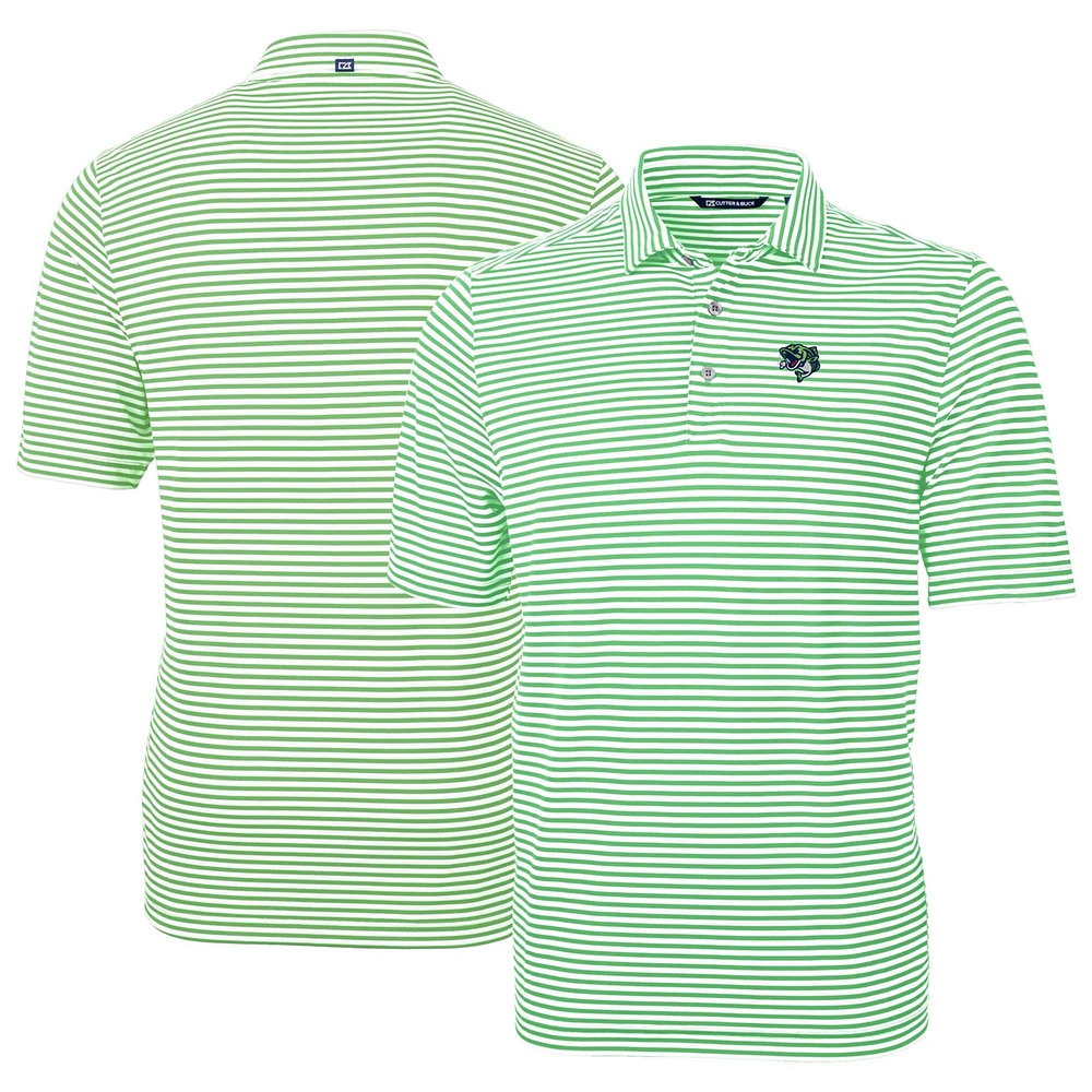 Men's Cutter & Buck Kelly Green Gwinnett Stripers DryTec Virtue Eco Pique Stripe Recycled Polo