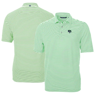 Men's Cutter & Buck Kelly Green Gwinnett Stripers DryTec Virtue Eco Pique Stripe Recycled Polo