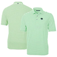 Men's Cutter & Buck Kelly Green Gwinnett Stripers DryTec Virtue Eco Pique Stripe Recycled Polo