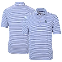 Men's Cutter & Buck Light Blue Hartford Yard Goats DryTec Virtue Eco Pique Stripe Recycled Polo