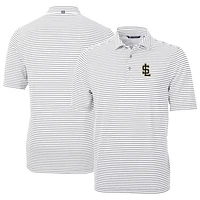 Men's Cutter & Buck Salt Lake Bees DryTec Virtue Eco Pique Stripe Recycled Polo