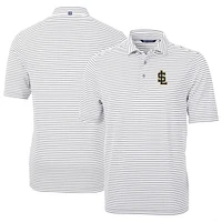 Men's Cutter & Buck Salt Lake Bees DryTec Virtue Eco Pique Stripe Recycled Polo