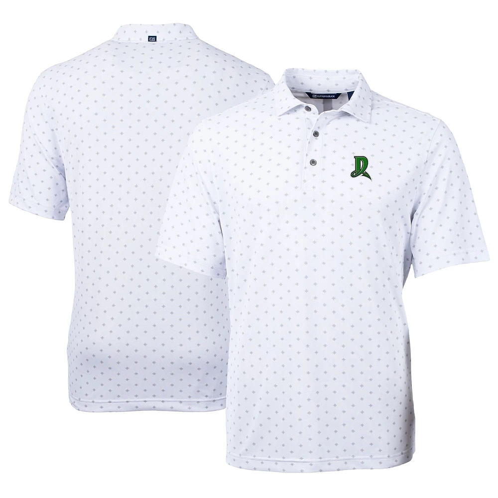 Men's Cutter & Buck White Dayton Dragons Virtue Eco Pique Tile Print Recycled Polo