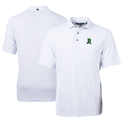 Men's Cutter & Buck White Dayton Dragons Virtue Eco Pique Tile Print Recycled Polo
