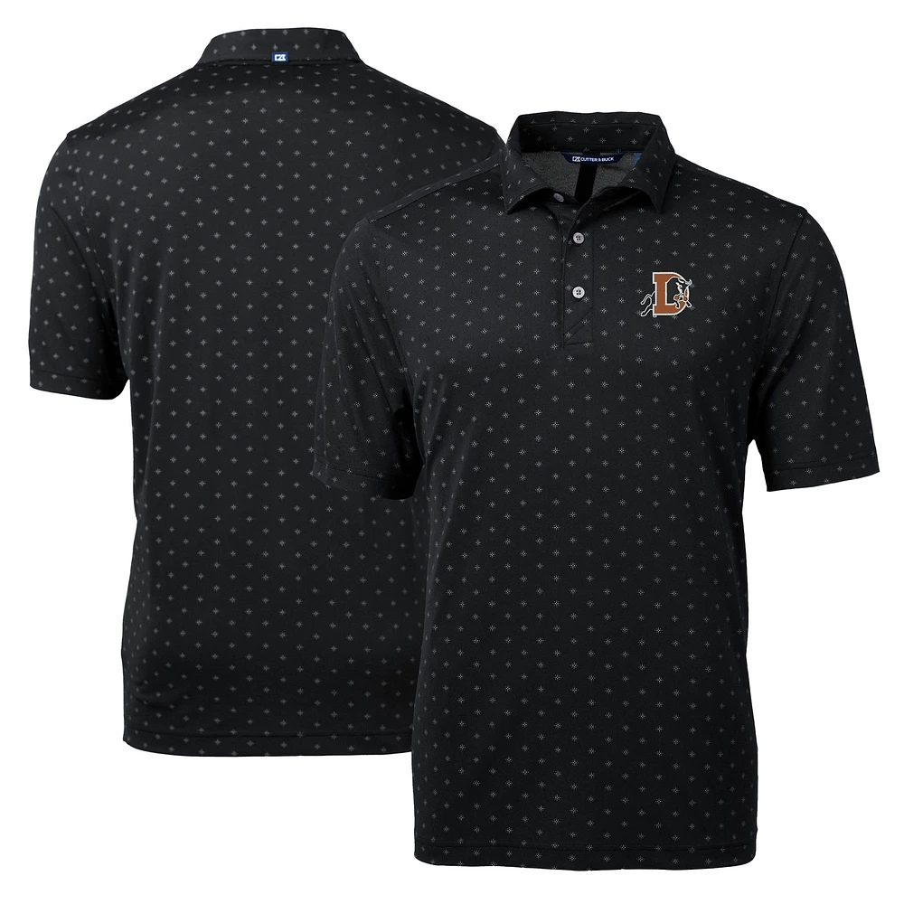 Men's Cutter & Buck Black Durham Bulls Virtue Eco Pique Tile Print Recycled Polo