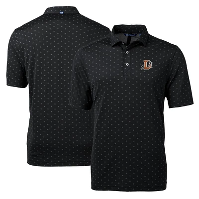 Men's Cutter & Buck Black Durham Bulls Virtue Eco Pique Tile Print Recycled Polo