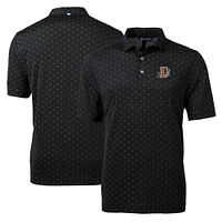 Men's Cutter & Buck Black Durham Bulls Virtue Eco Pique Tile Print Recycled Polo