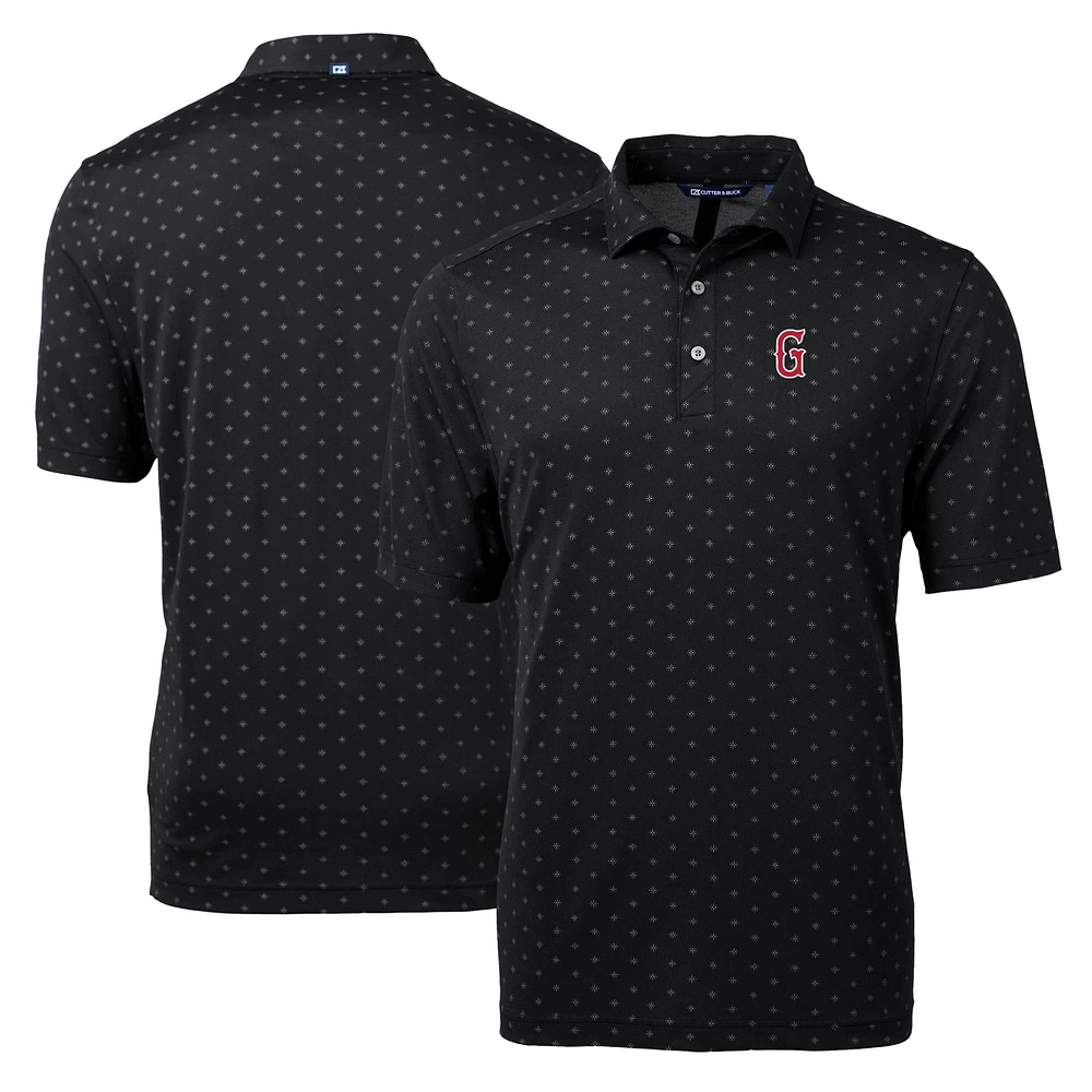 Men's Cutter & Buck Black Greenville Drive Virtue Eco Pique Tile Print Recycled Polo