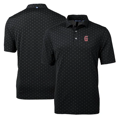 Men's Cutter & Buck Black Greenville Drive Virtue Eco Pique Tile Print Recycled Polo