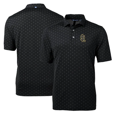 Men's Cutter & Buck Black Salt Lake Bees Virtue Eco Pique Tile Print Recycled Polo