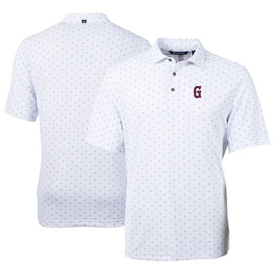 Men's Cutter & Buck White Greenville Drive Virtue Eco Pique Tile Print Recycled Polo
