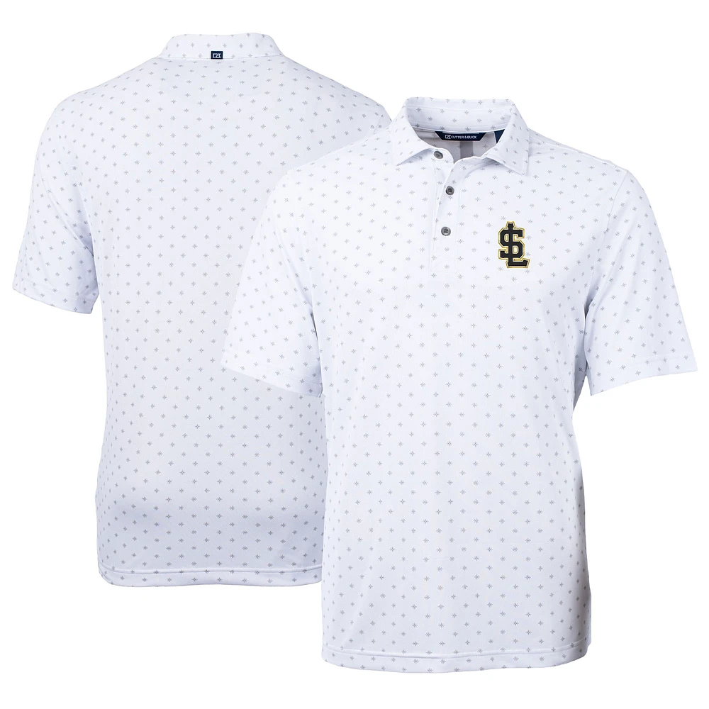 Men's Cutter & Buck White Salt Lake Bees Virtue Eco Pique Tile Print Recycled Polo