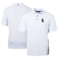 Men's Cutter & Buck White Salt Lake Bees Virtue Eco Pique Tile Print Recycled Polo