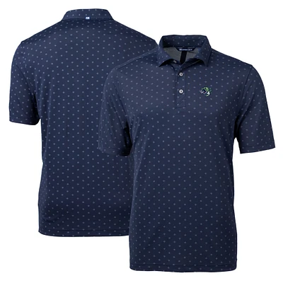 Men's Cutter & Buck Navy Gwinnett Stripers Virtue Eco Pique Tile Print Recycled Polo