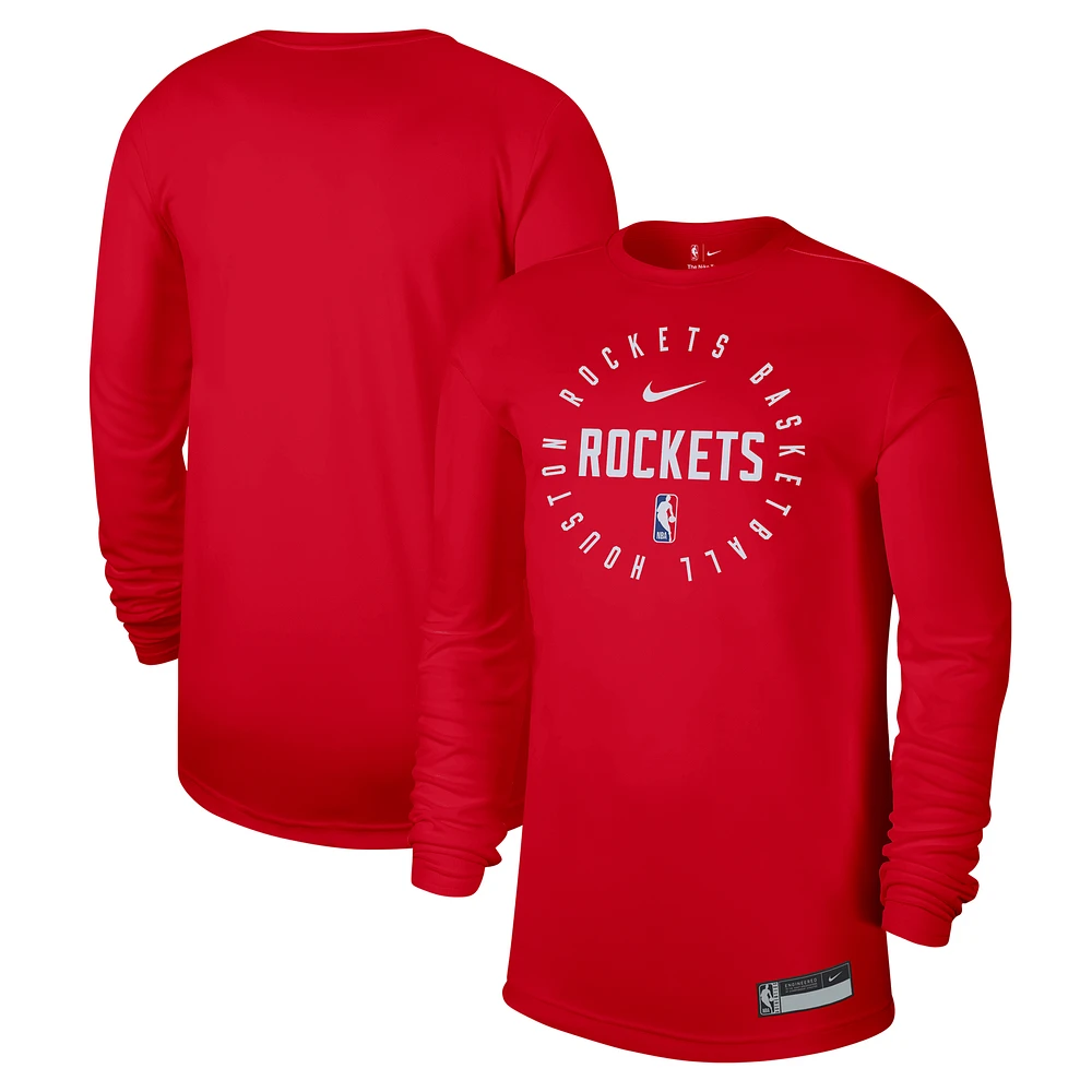 Men's Nike Red Houston Rockets 2024/25 Legend On-Court Practice Long Sleeve T-Shirt