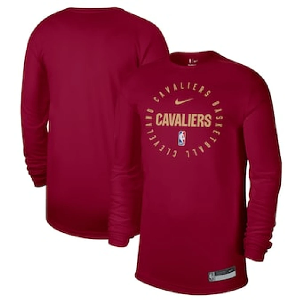 Men's Nike Wine Cleveland Cavaliers 2024/25 Legend On-Court Practice Long Sleeve T-Shirt