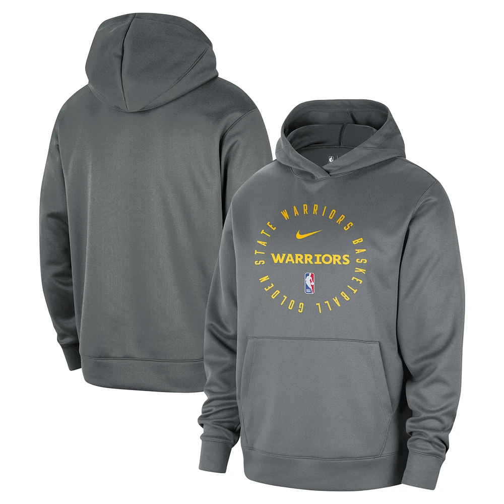 Men's Nike Gray Golden State Warriors 2024/25 Spotlight On-Court Practice Performance Pullover Hoodie