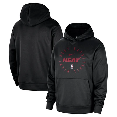 Men's Nike Black Miami Heat 2024/25 Spotlight On-Court Practice Performance Pullover Hoodie