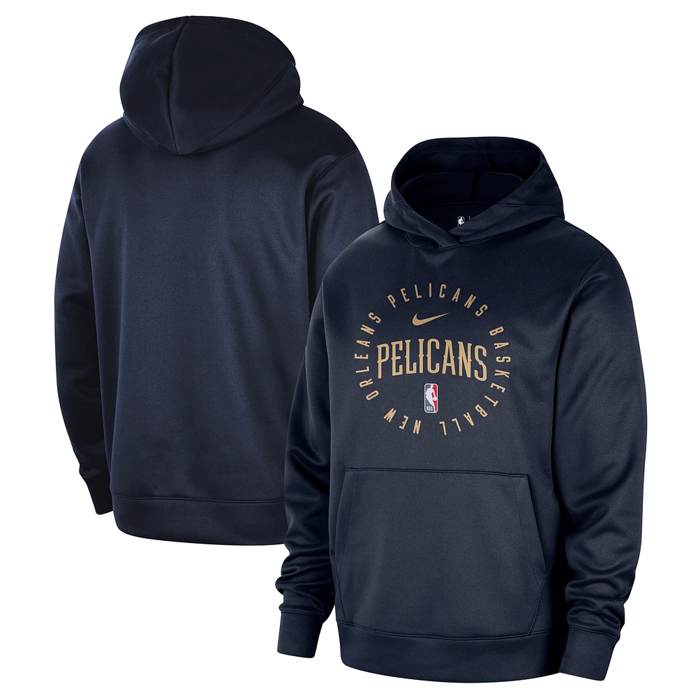 Men's Nike Navy New Orleans Pelicans 2024/25 Spotlight On-Court Practice Performance Pullover Hoodie