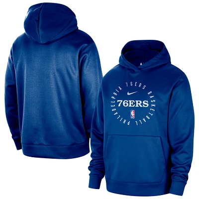 Men's Nike Royal Philadelphia 76ers 2024/25 Spotlight On-Court Practice Performance Pullover Hoodie