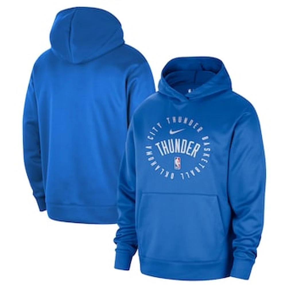 Men's Nike Blue Oklahoma City Thunder 2024/25 Spotlight On-Court Practice Performance Pullover Hoodie