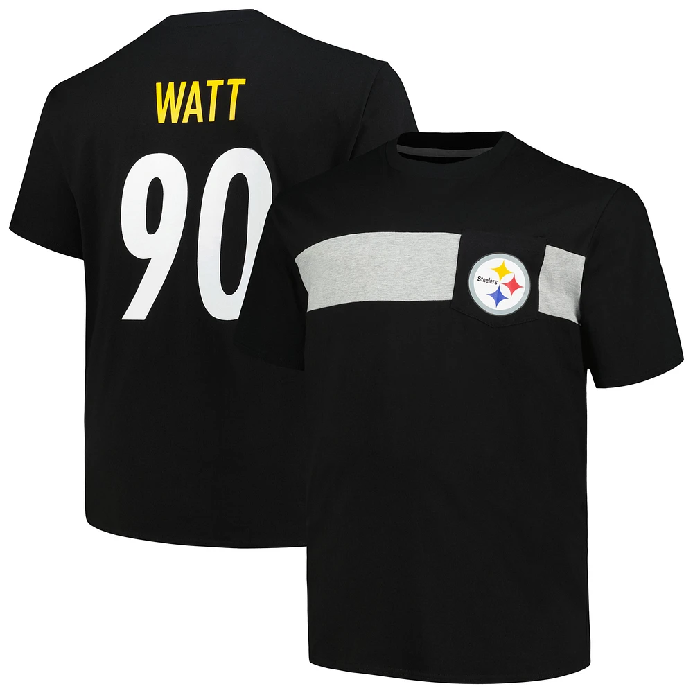 Men's Fanatics T.J. Watt Black Pittsburgh Steelers Big & Tall T-Shirt