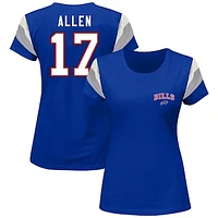 Women's Fanatics Josh Allen Royal Buffalo Bills Plus Sleeve Stripe Name & Number T-Shirt