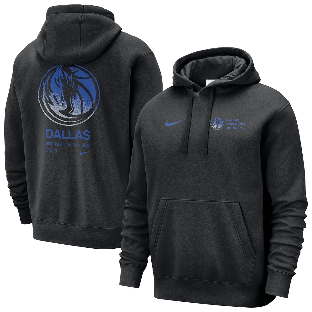 Men's Nike Black Dallas Mavericks Courtside Club Pullover Hoodie