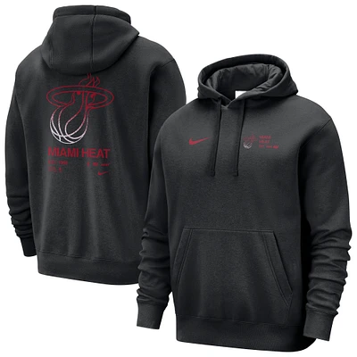 Men's Nike Black Miami Heat Courtside Club Pullover Hoodie