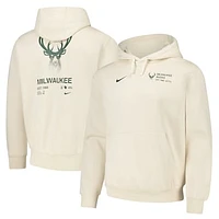 Men's Nike Oatmeal Milwaukee Bucks Courtside Club Pullover Hoodie