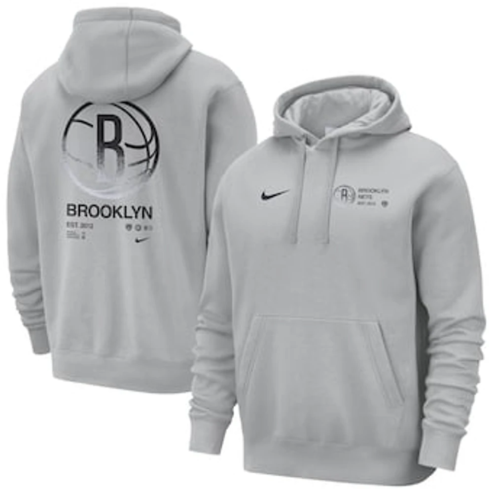 Men's Nike Gray Brooklyn Nets Courtside Club Pullover Hoodie