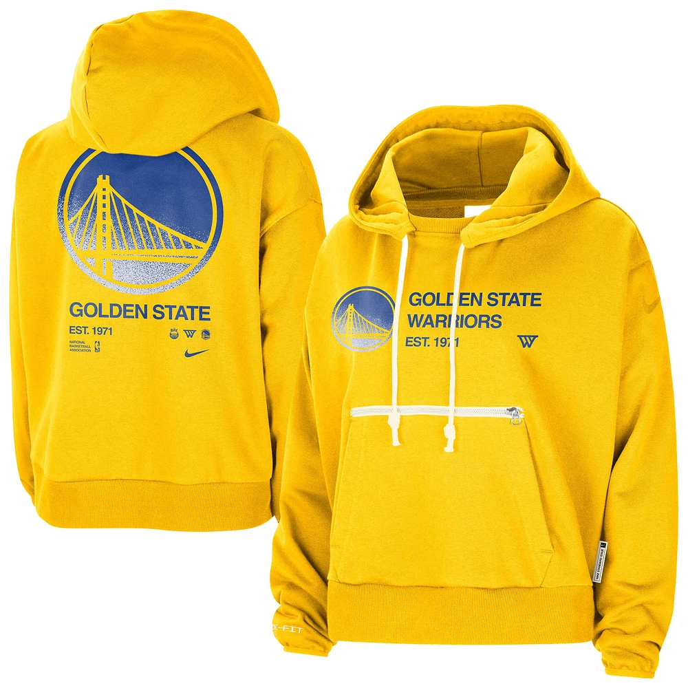 Women's Nike Gold Golden State Warriors Courtside Standard Issue Performance Pullover Hoodie