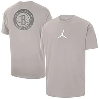 Men's Jordan Brand Stone Brooklyn Nets Statement Edition Jumpman Flight Heavyweight T-Shirt