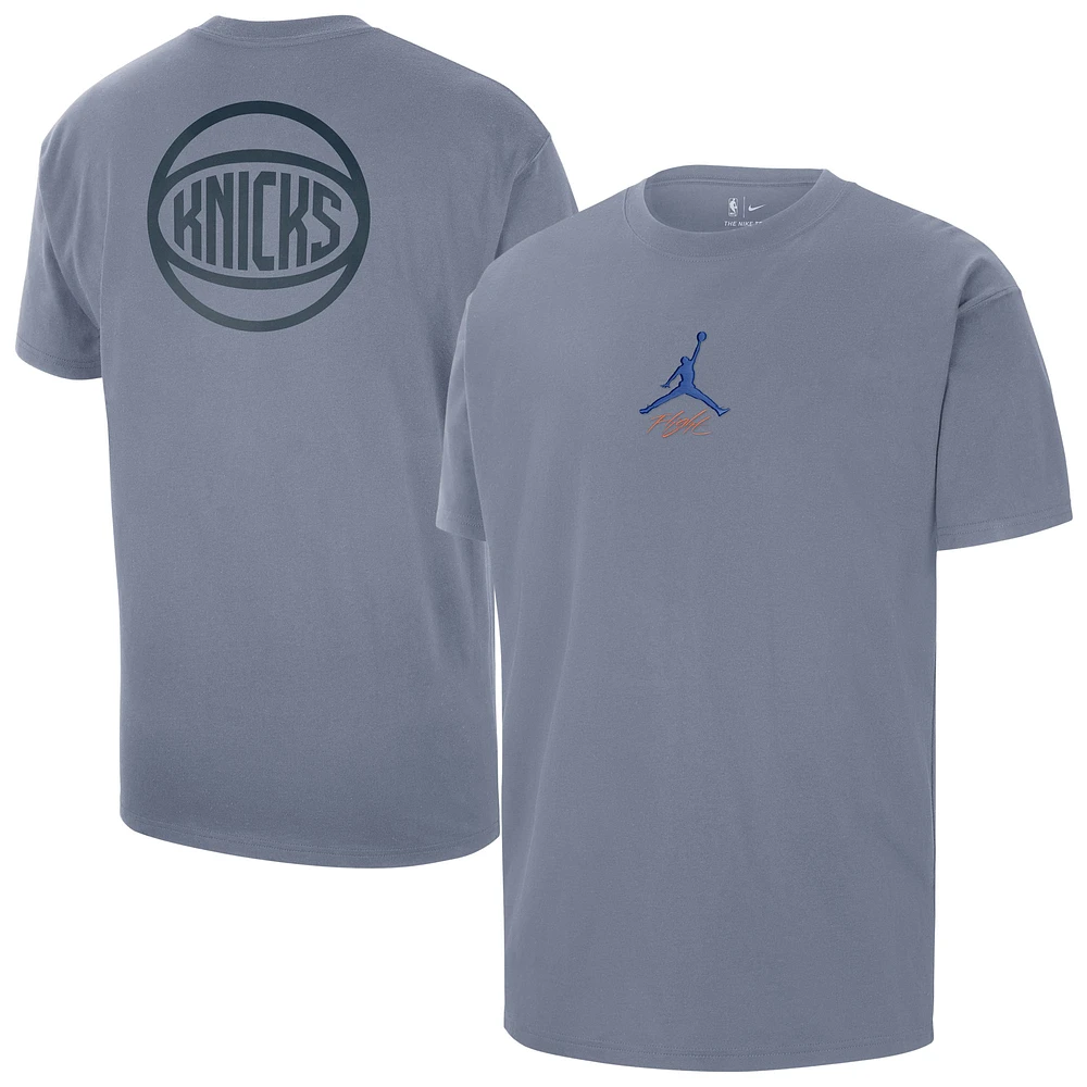 Men's Jordan Brand Blue New York Knicks Statement Edition Jumpman Flight Heavyweight T-Shirt