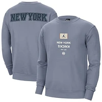 Men's Jordan Brand Blue New York Knicks Courtside Statement Edition Heavyweight Pullover Sweatshirt