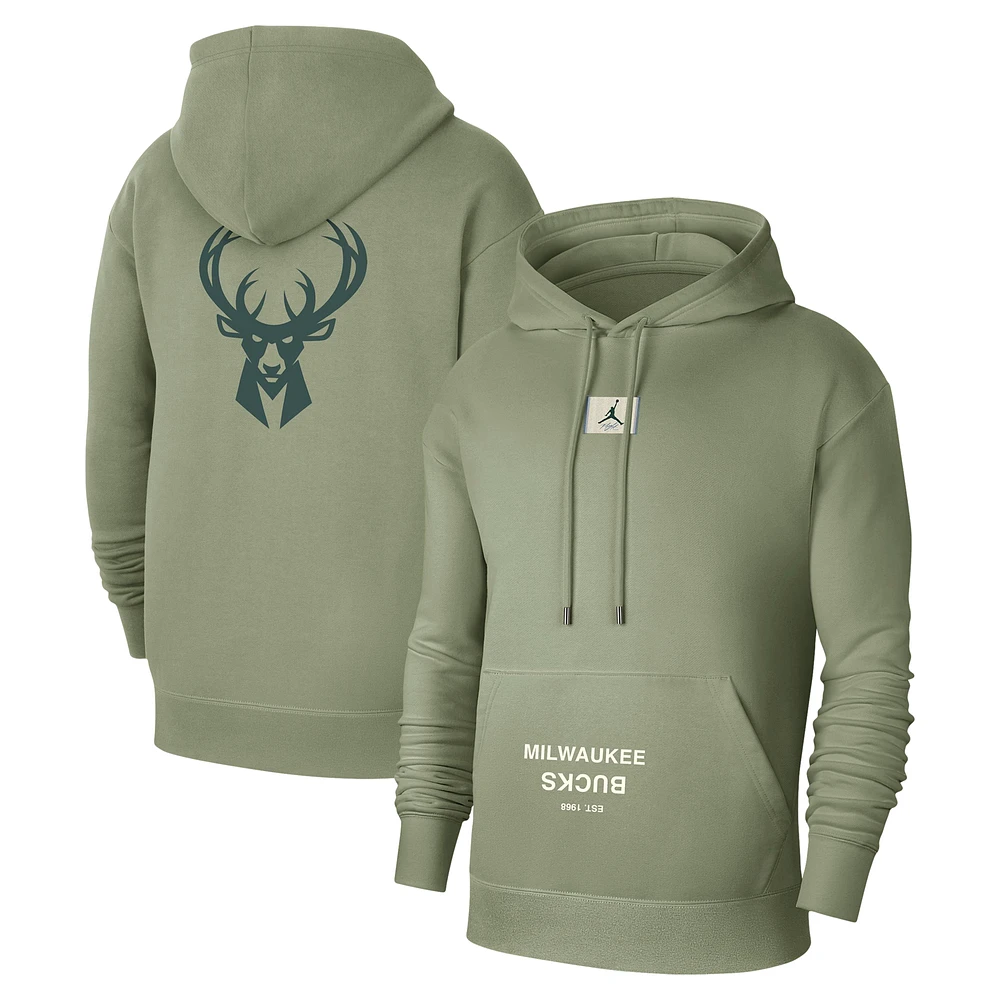 Men's Jordan Brand Green Milwaukee Bucks Courtside Statement Edition Pullover Hoodie