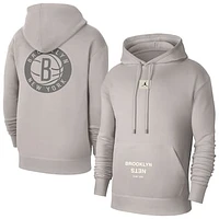 Men's Jordan Brand Heather Gray Brooklyn Nets Courtside Statement Edition Pullover Hoodie