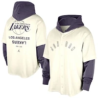 Men's Jordan Brand Cream/Purple Los Angeles Lakers Courtside Statement Edition MVP Jersey Pullover Hoodie