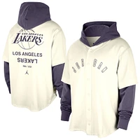 Men's Jordan Brand Cream/Purple Los Angeles Lakers Courtside Statement Edition MVP Jersey Pullover Hoodie