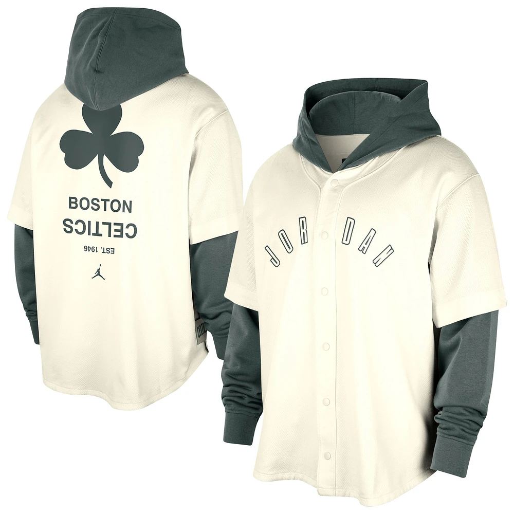 Men's Jordan Brand Cream/Green Boston Celtics Courtside Statement Edition MVP Jersey Pullover Hoodie