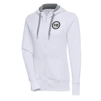 Women's Antigua  White Detroit Pistons Metallic Logo Victory Full-Zip Hoodie