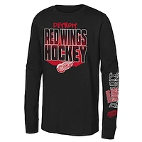 Youth Black Detroit Red Wings Standout Long Sleeve T-Shirt