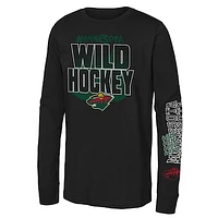 Youth Black Minnesota Wild Standout Long Sleeve T-Shirt