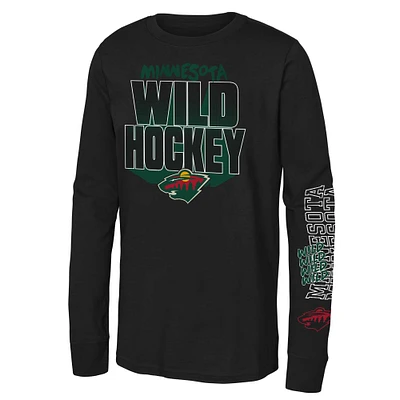 Youth Black Minnesota Wild Standout Long Sleeve T-Shirt