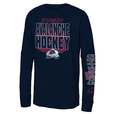 Youth Navy Colorado Avalanche Standout Long Sleeve T-Shirt