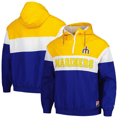 Men's New Era Blue Seattle Mariners Ripstop Raglan Quarter-Zip Hoodie Windbreaker Jacket