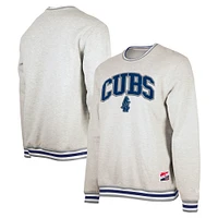 Men's New Era Heather Gray Chicago Cubs Throwback Classic Pullover Sweatshirt