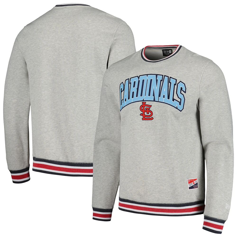 Men's New Era Heather Gray St. Louis Cardinals Throwback Classic Pullover Sweatshirt